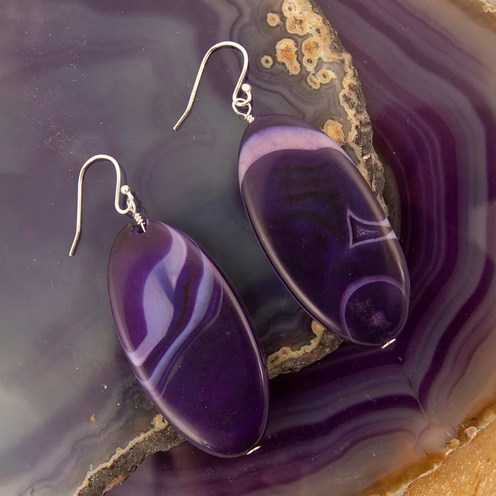 Purple Agate Slab Sterling Silver Statement Earrings sold by Barse product image thumbnail 3