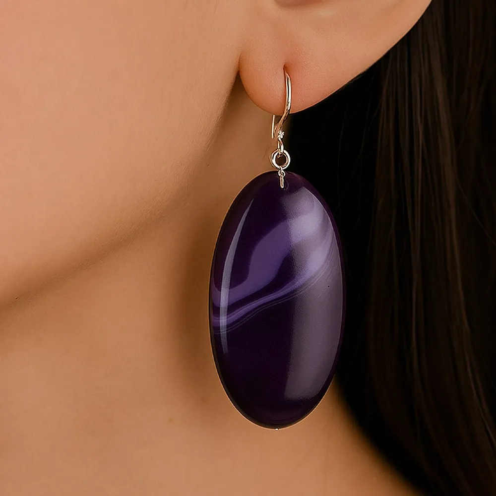 Purple Agate Slab Sterling Silver Statement Earrings sold by Barse product image thumbnail 2