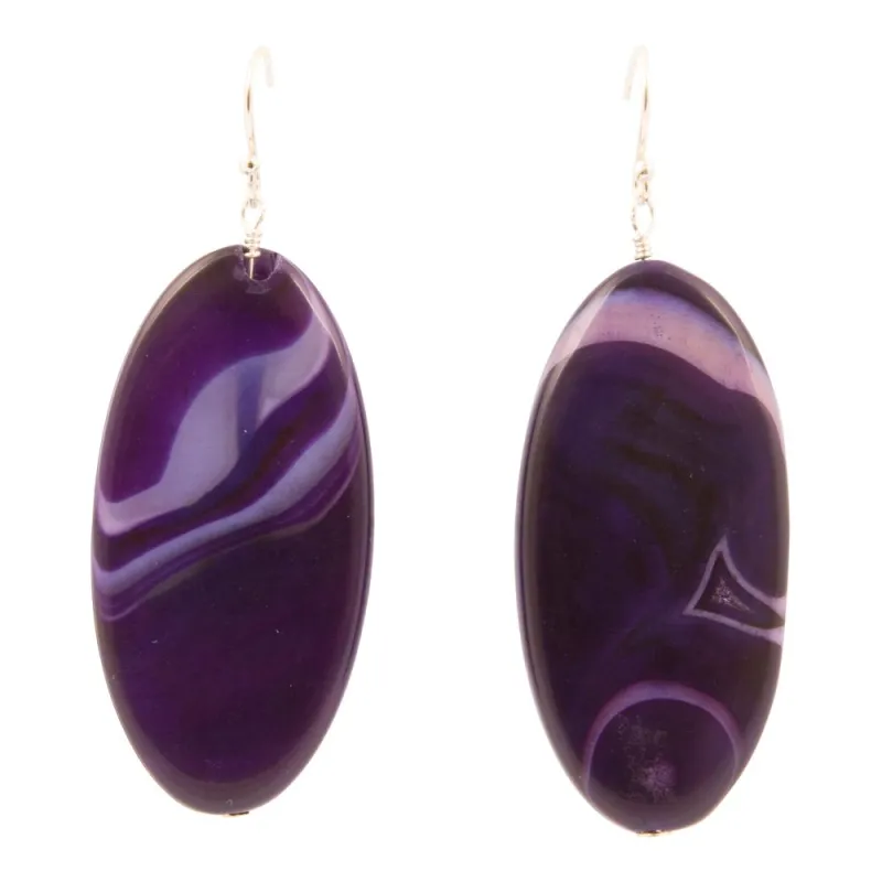 Purple Agate Slab Sterling Silver Statement Earrings sold by Barse