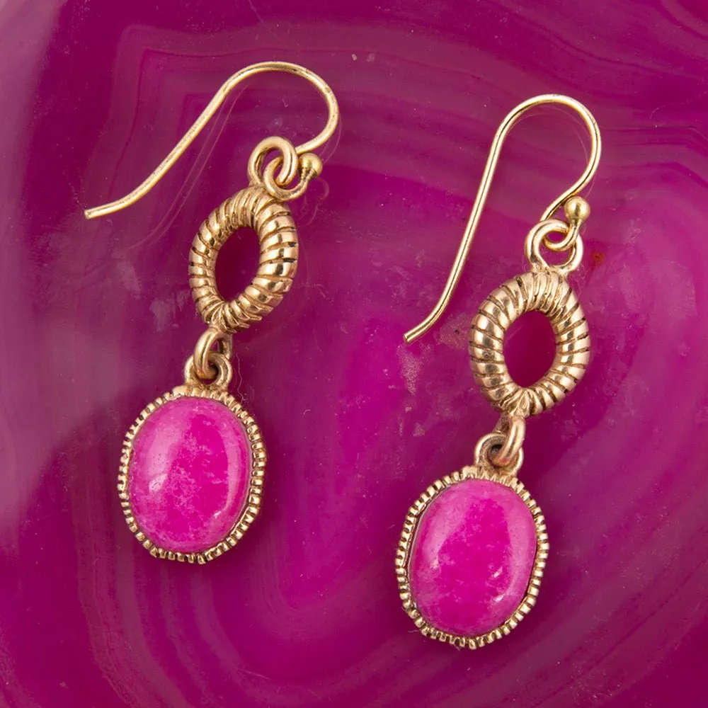 Terra Pink Agate Golden Drop Earrings sold by Barse product image thumbnail 3