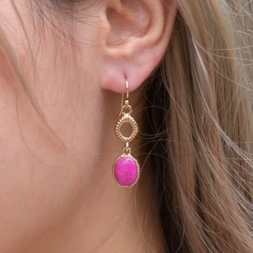 Terra Pink Agate Golden Drop Earrings sold by Barse product image thumbnail 2