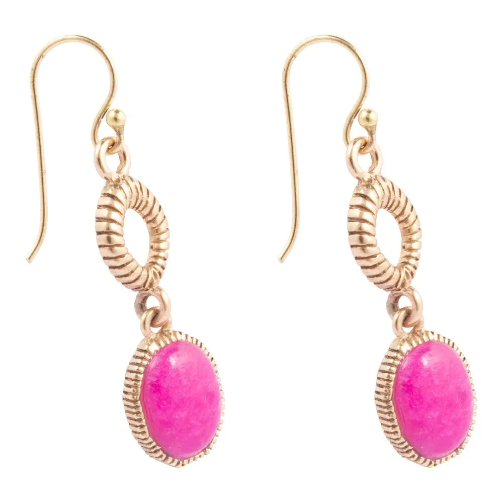 Terra Pink Agate Golden Drop Earrings sold by Barse product image thumbnail 4