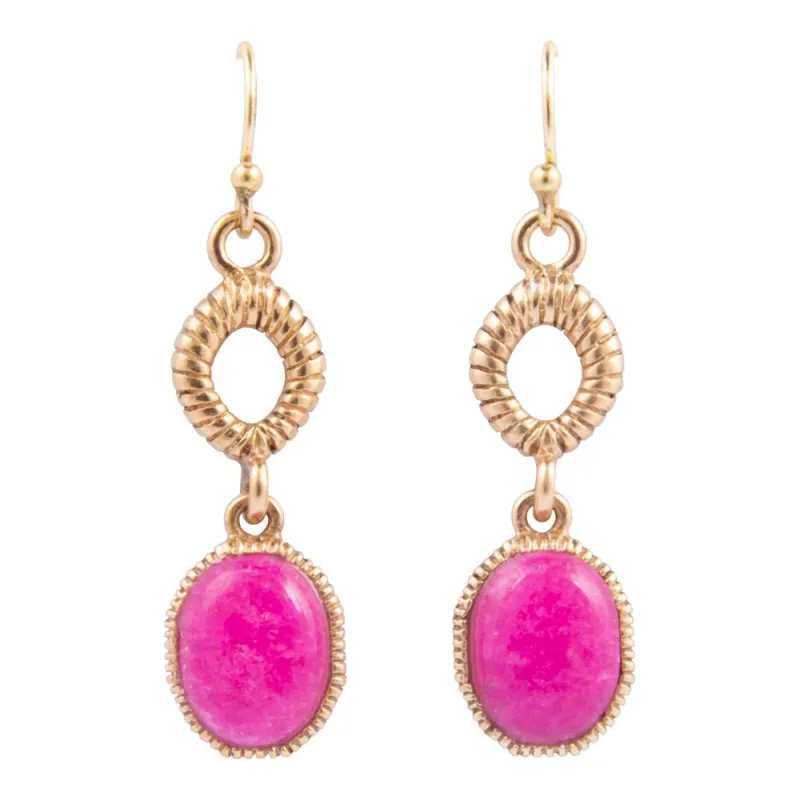 Terra Pink Agate Golden Drop Earrings sold by Barse