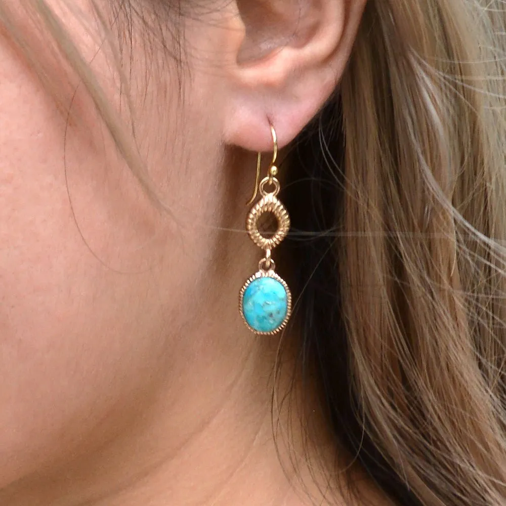 Terra Blue Turquoise Golden Drop Earrings sold by Barse product image thumbnail 2