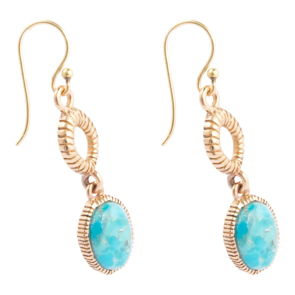 Terra Blue Turquoise Golden Drop Earrings sold by Barse product image thumbnail 4