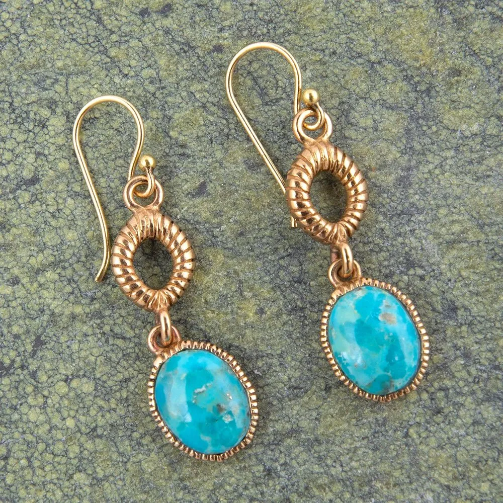 Terra Blue Turquoise Golden Drop Earrings sold by Barse product image thumbnail 3