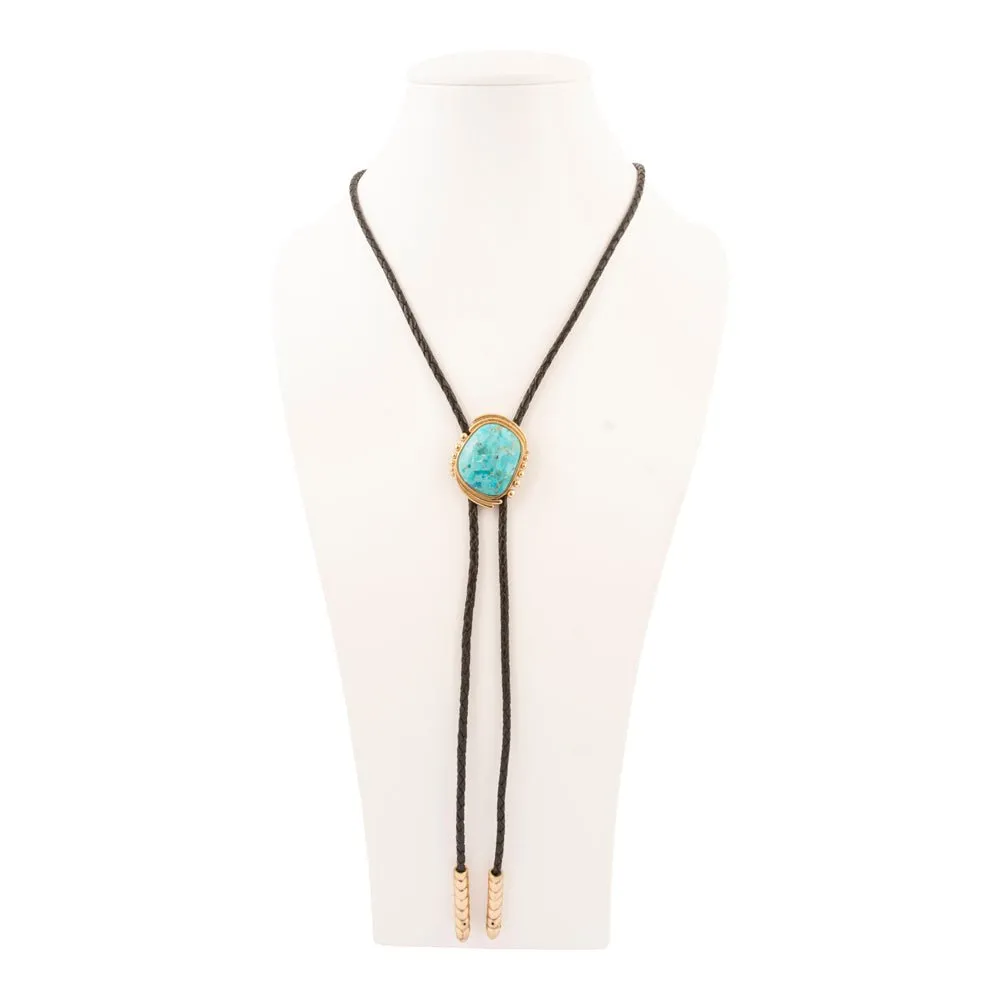 Rawlins Blue Turquoise Black Leather Golden Bolo Necklace sold by Barse product image thumbnail 5