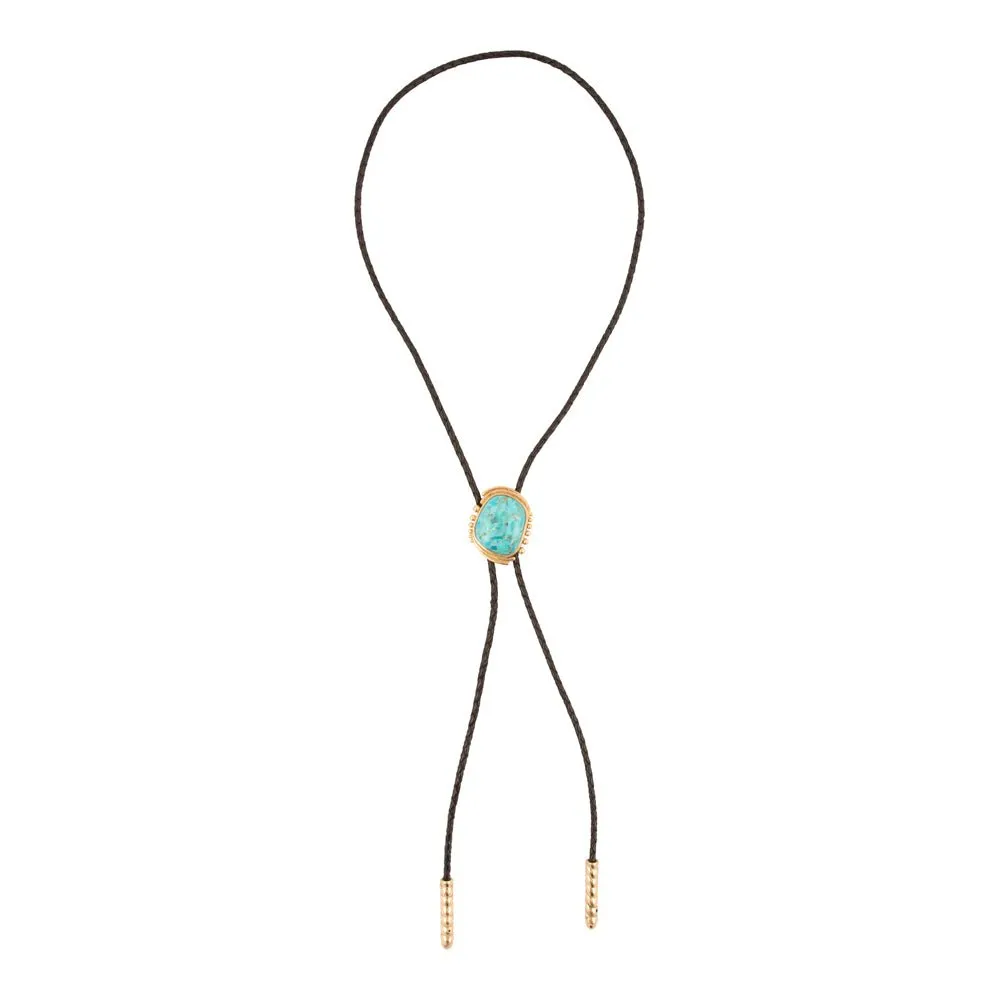 Rawlins Blue Turquoise Black Leather Golden Bolo Necklace sold by Barse product image thumbnail 3