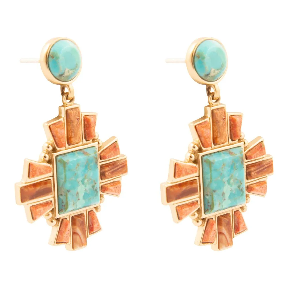 Santa Fe Turquoise and Copper Opal Post Golden Drop Earrings sold by Barse product image thumbnail 4