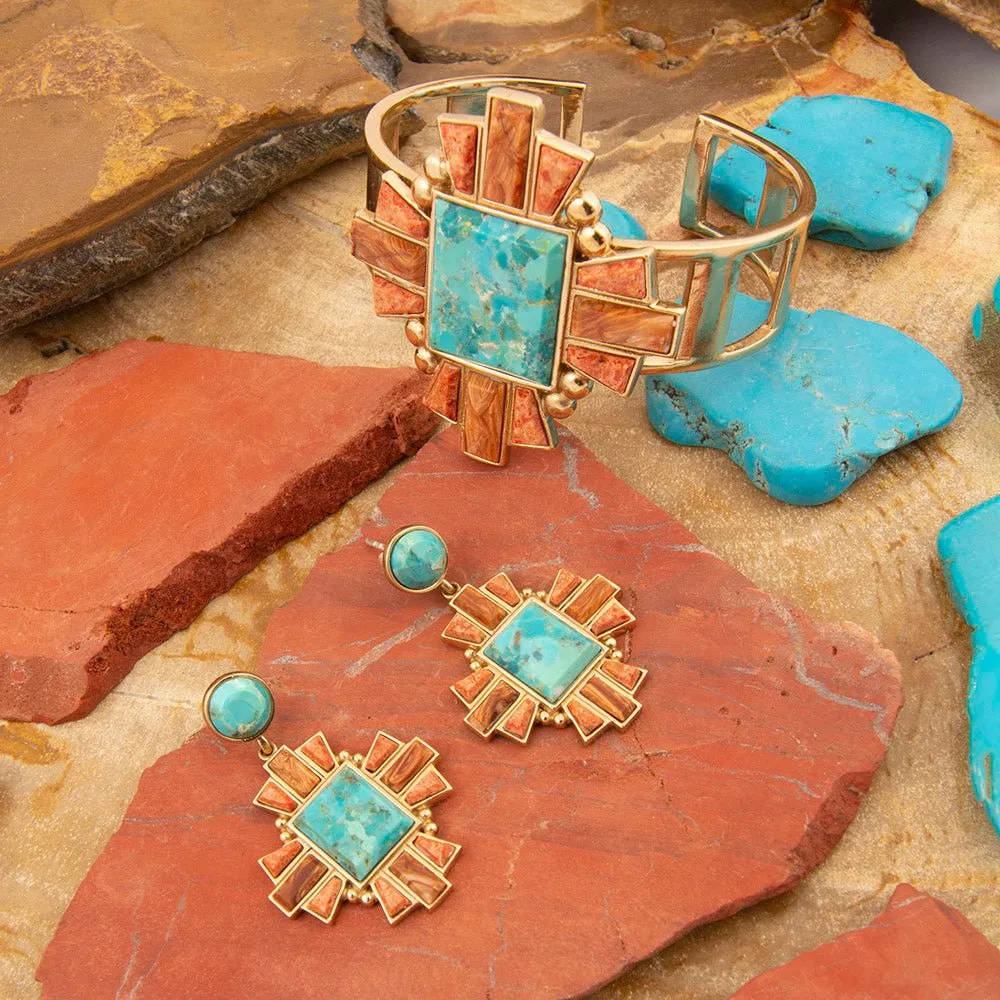 Santa Fe Turquoise and Copper Opal Post Golden Drop Earrings sold by Barse product image thumbnail 5