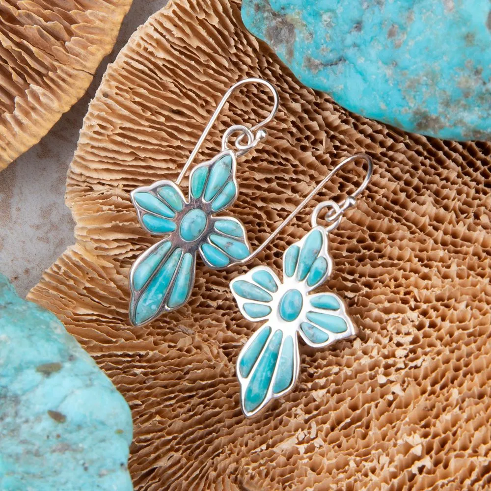 Blue Turquoise Cross Sterling Silver Drop Earrings sold by Barse product image thumbnail 2