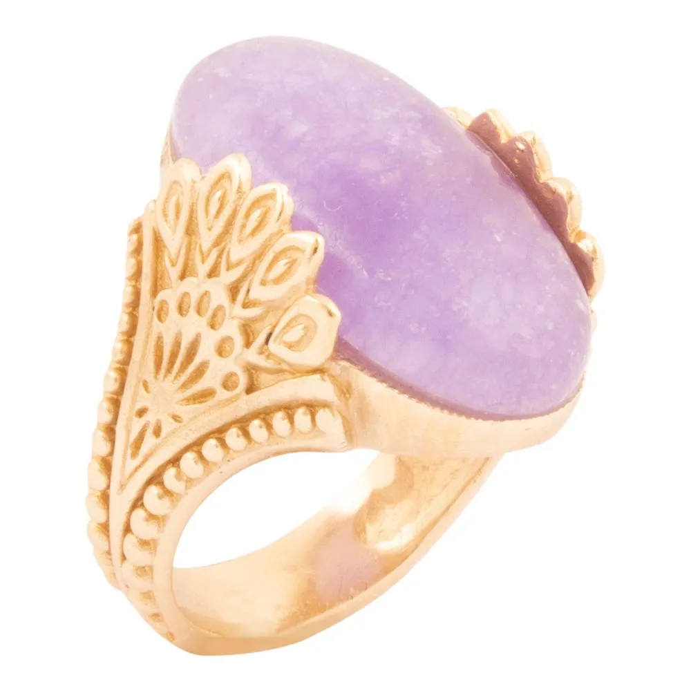 Sari Purple Quartz Golden Statement Ring sold by Barse