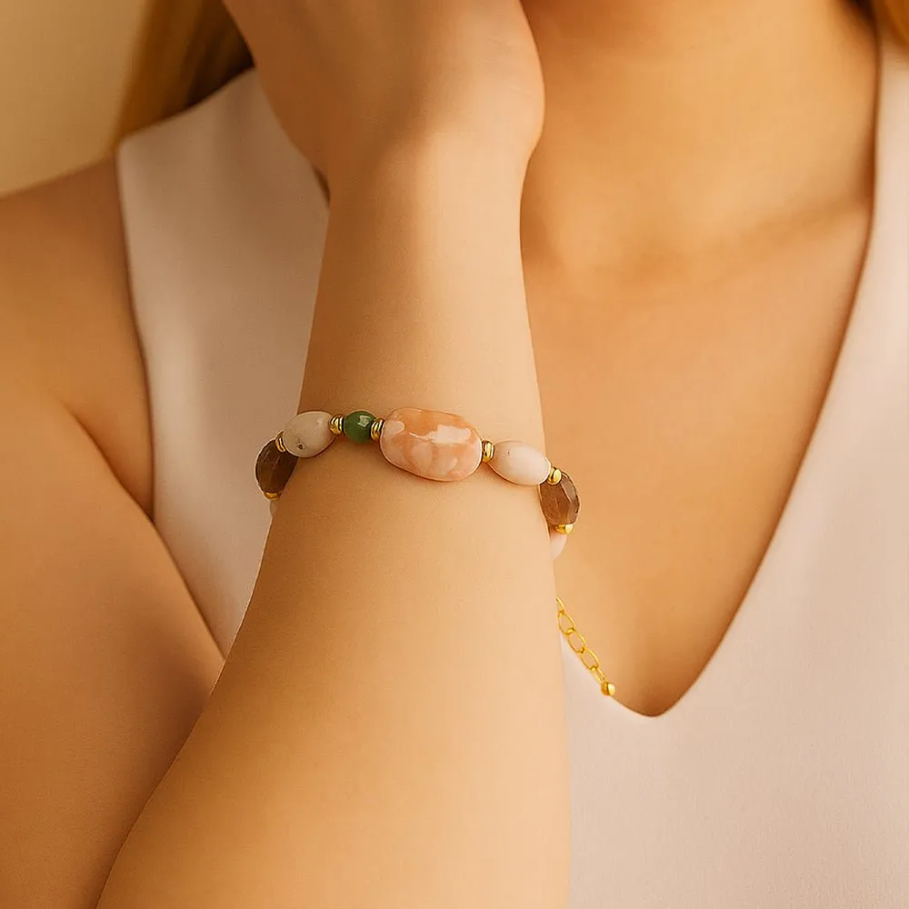 Meadow Pink Opal Chunky Golden Bracelet sold by Barse product image thumbnail 2