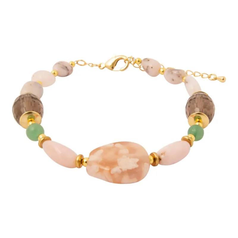 Meadow Pink Opal Chunky Golden Bracelet sold by Barse