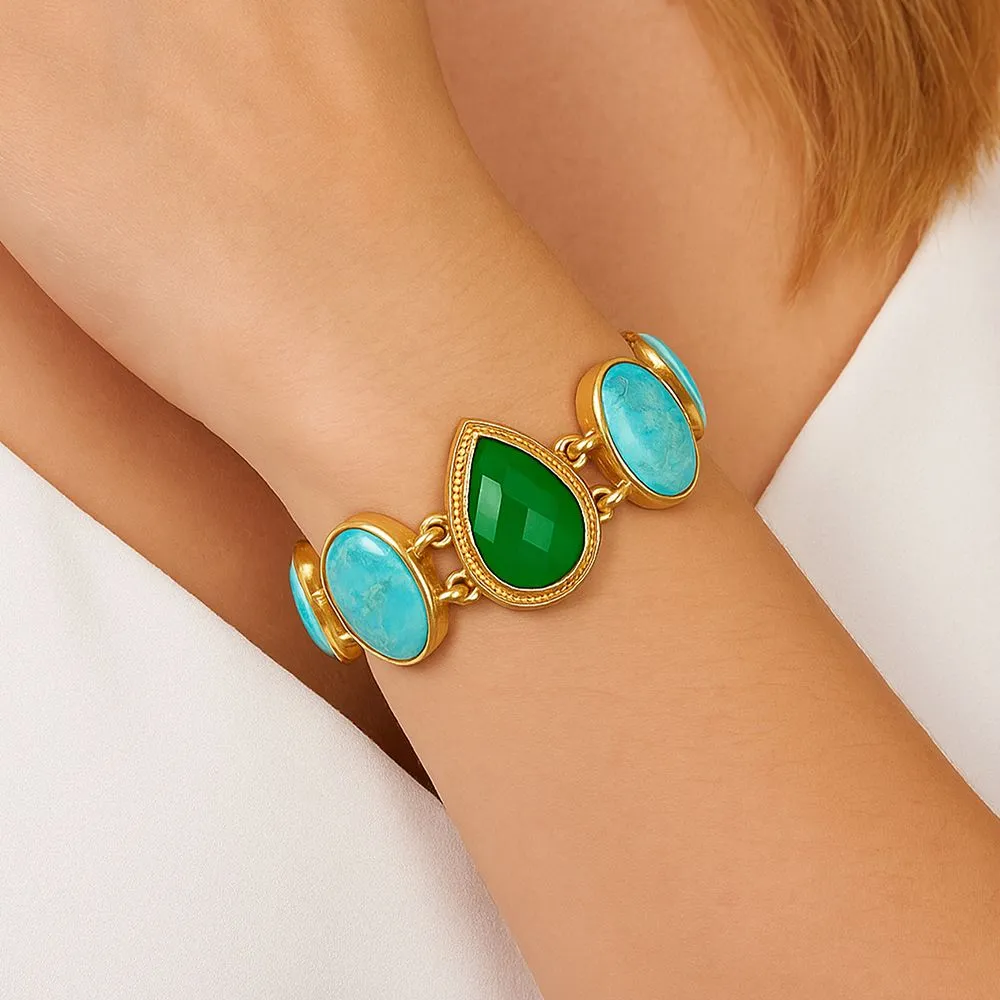 Green Agate and Blue Turquoise Golden Link Bracelet sold by Barse product image thumbnail 2