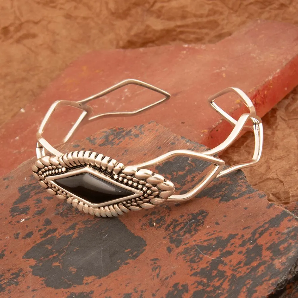 Anemone Black Onyx Sterling Silver Cuff Bracelet sold by Barse product image thumbnail 3