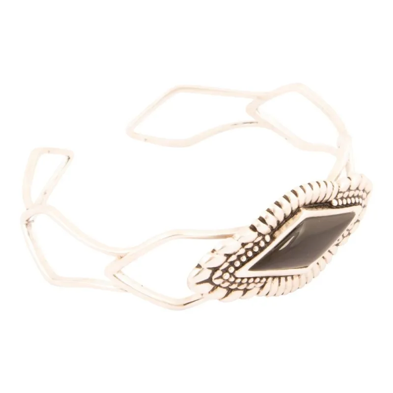 Anemone Black Onyx Sterling Silver Cuff Bracelet sold by Barse