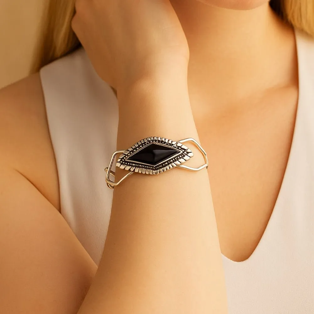 Anemone Black Onyx Sterling Silver Cuff Bracelet sold by Barse product image thumbnail 2