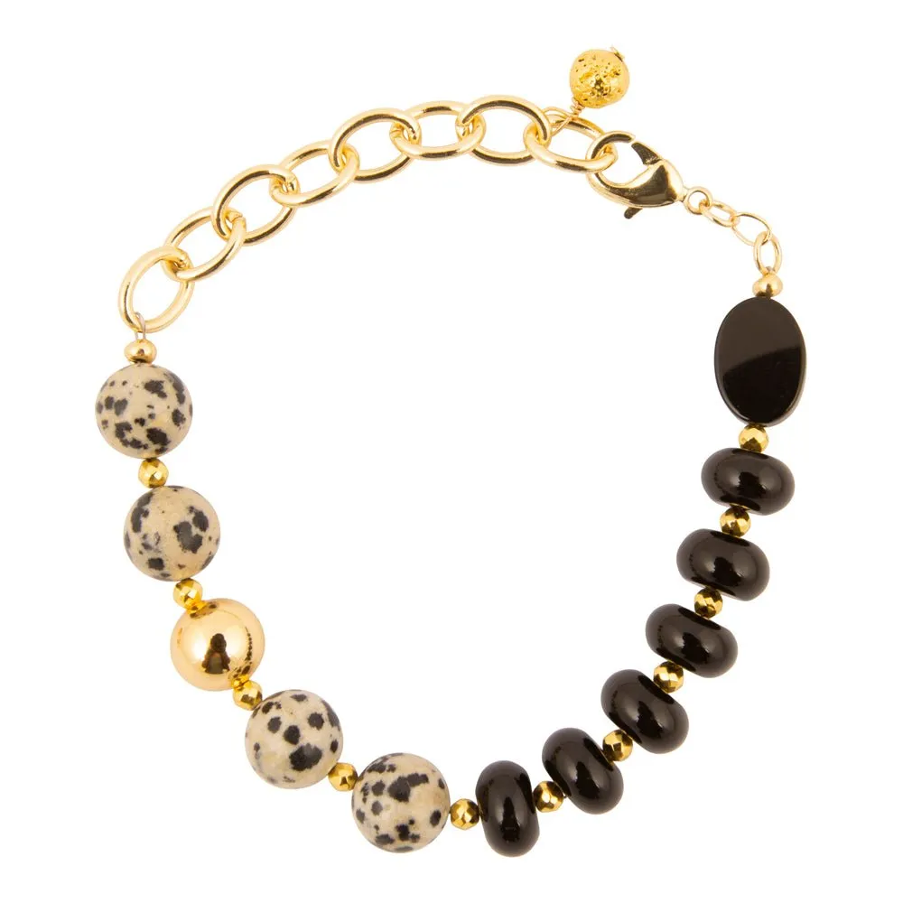 Dalmatian Jasper Black Onyx Golden Link Bracelet sold by Barse product image thumbnail 3