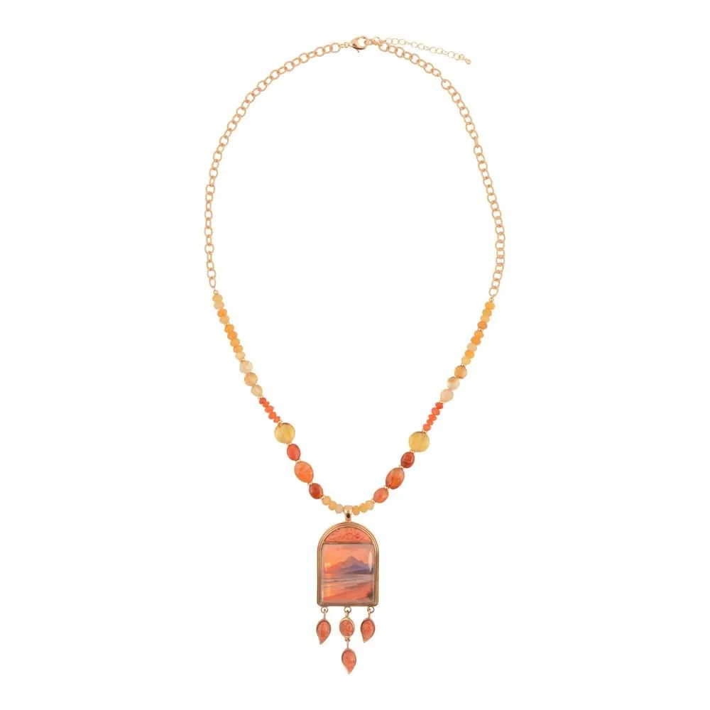 Scene Sunset Orange Sponge Coral Golden Pendant Necklace sold by Barse product image thumbnail 4