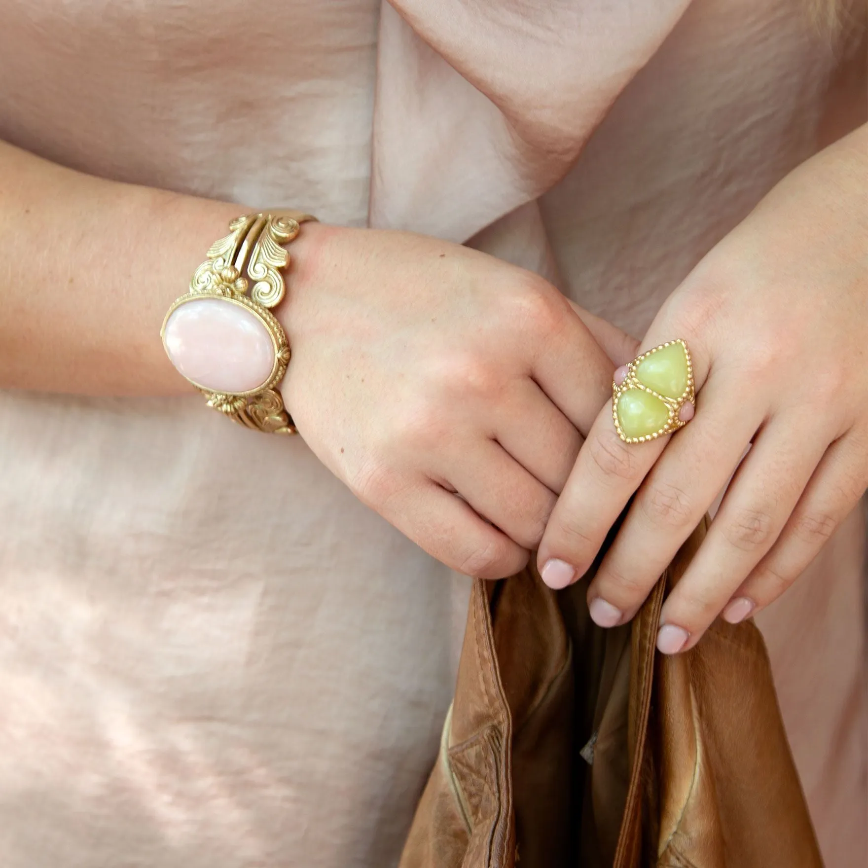 Stargazer Green Jasper Golden Statement Ring sold by Barse product image thumbnail 5
