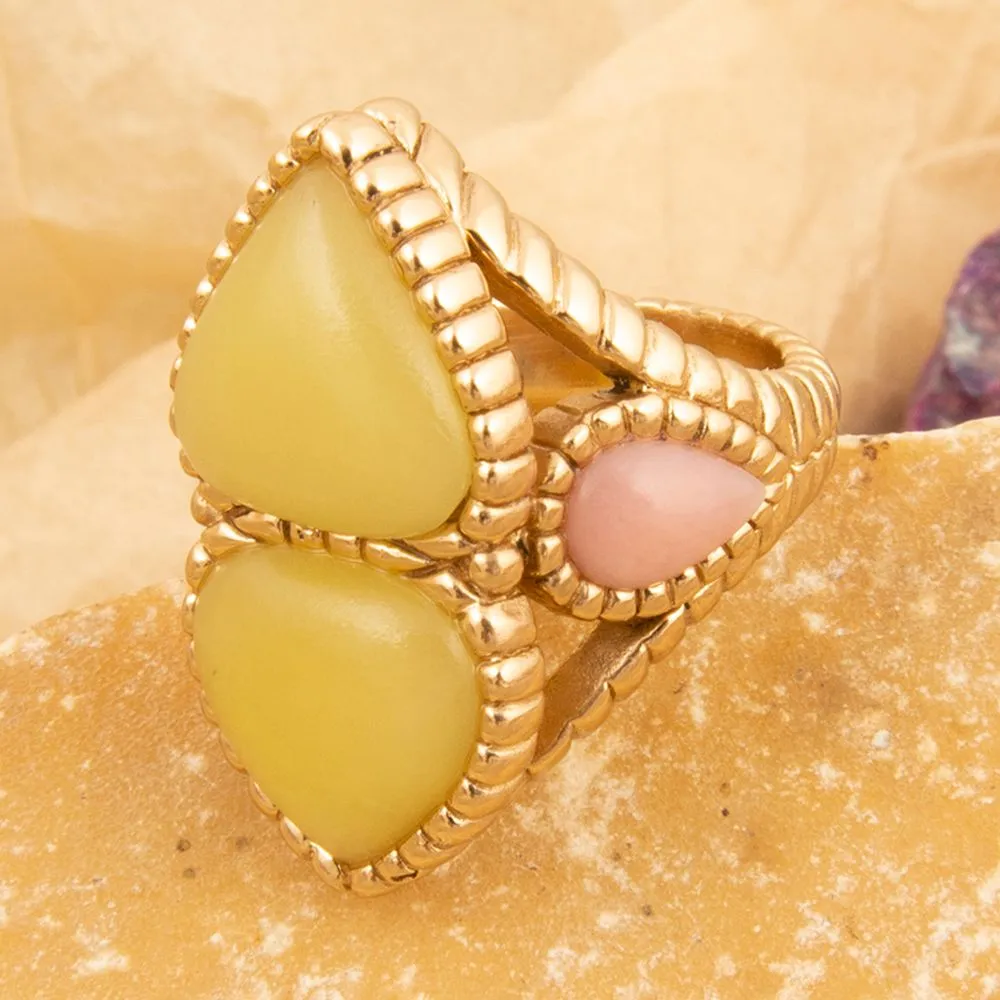 Stargazer Green Jasper Golden Statement Ring sold by Barse product image thumbnail 3