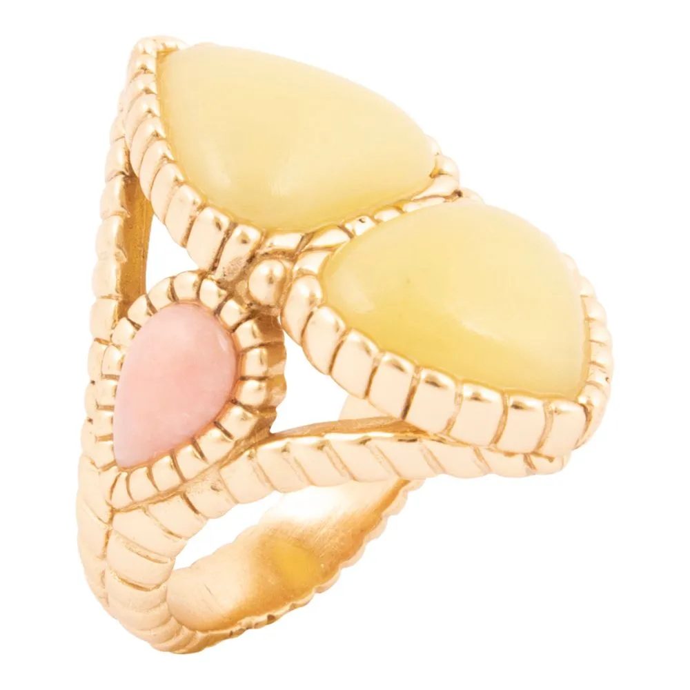 Stargazer Green Jasper Golden Statement Ring sold by Barse