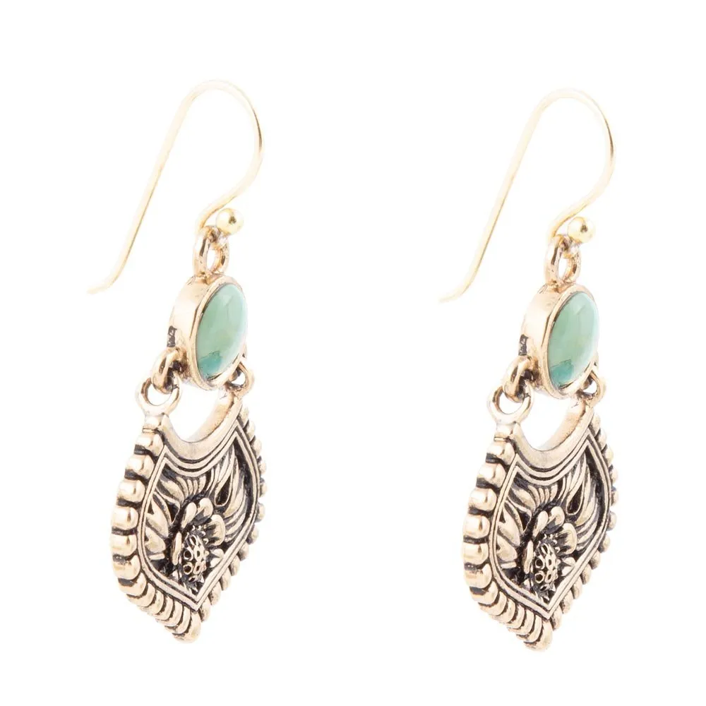 Blue Turquoise Flourish Golden Drop Earrings sold by Barse product image thumbnail 4