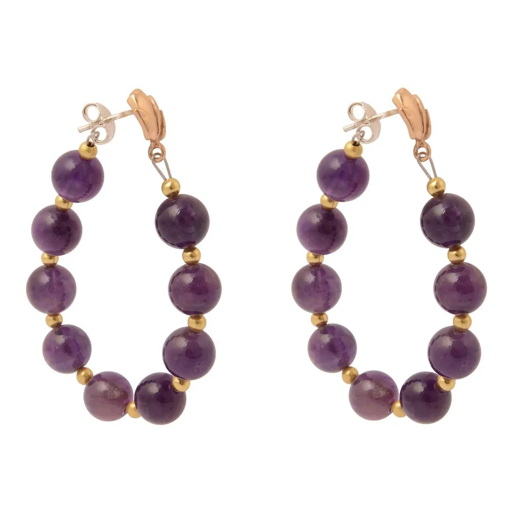 Carly Purple Amethyst Complete Loop Golden Post Earrings sold by Barse product image thumbnail 3