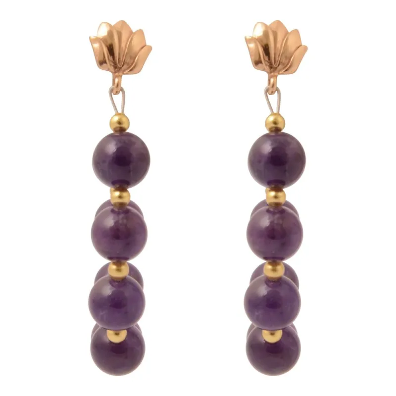 Carly Purple Amethyst Complete Loop Golden Post Earrings sold by Barse