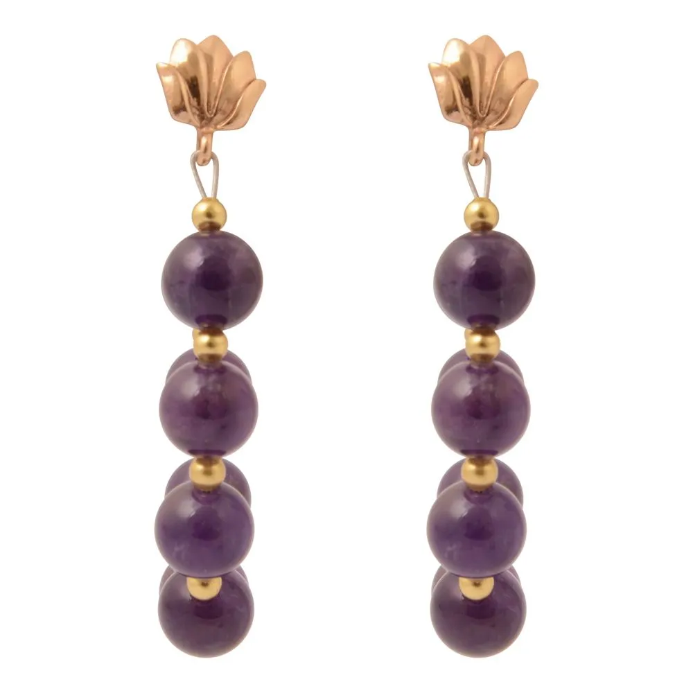 Carly Purple Amethyst Complete Loop Golden Post Earrings sold by Barse