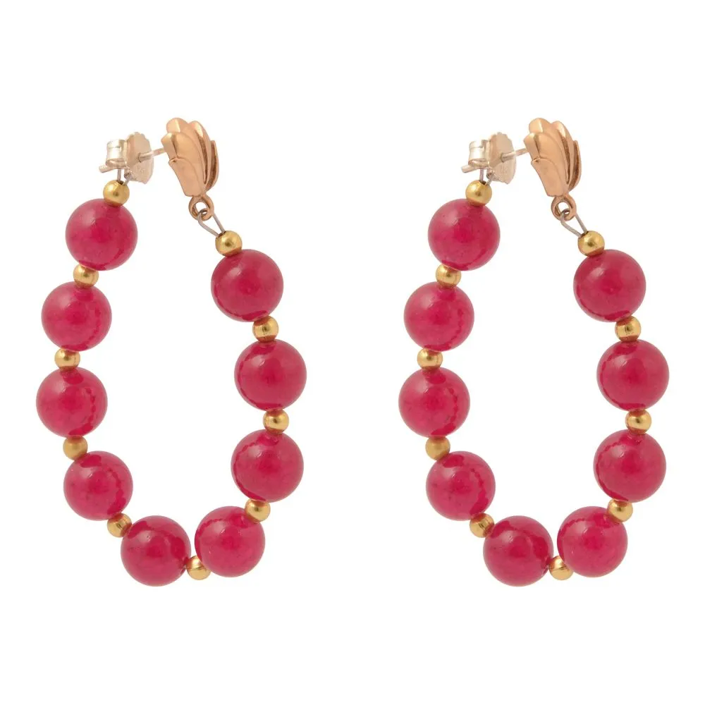 Carly Pink Agate Complete Loop Golden Post Earrings sold by Barse product image thumbnail 5