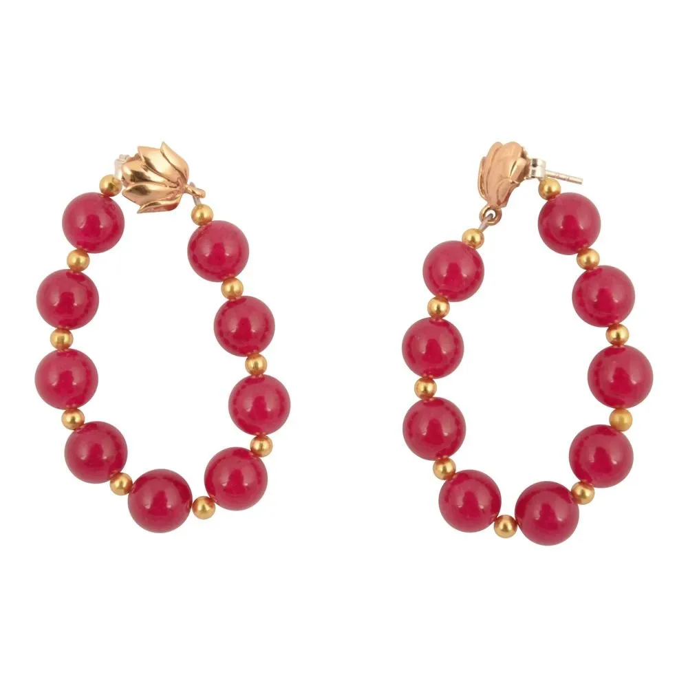 Carly Pink Agate Complete Loop Golden Post Earrings sold by Barse product image thumbnail 3