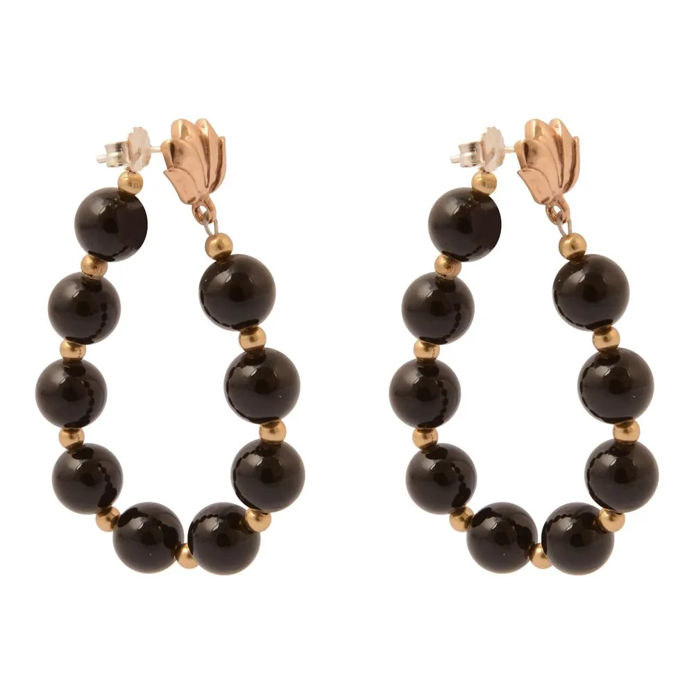 Carly Black Onyx Complete Loop Golden Post Earrings sold by Barse product image thumbnail 5