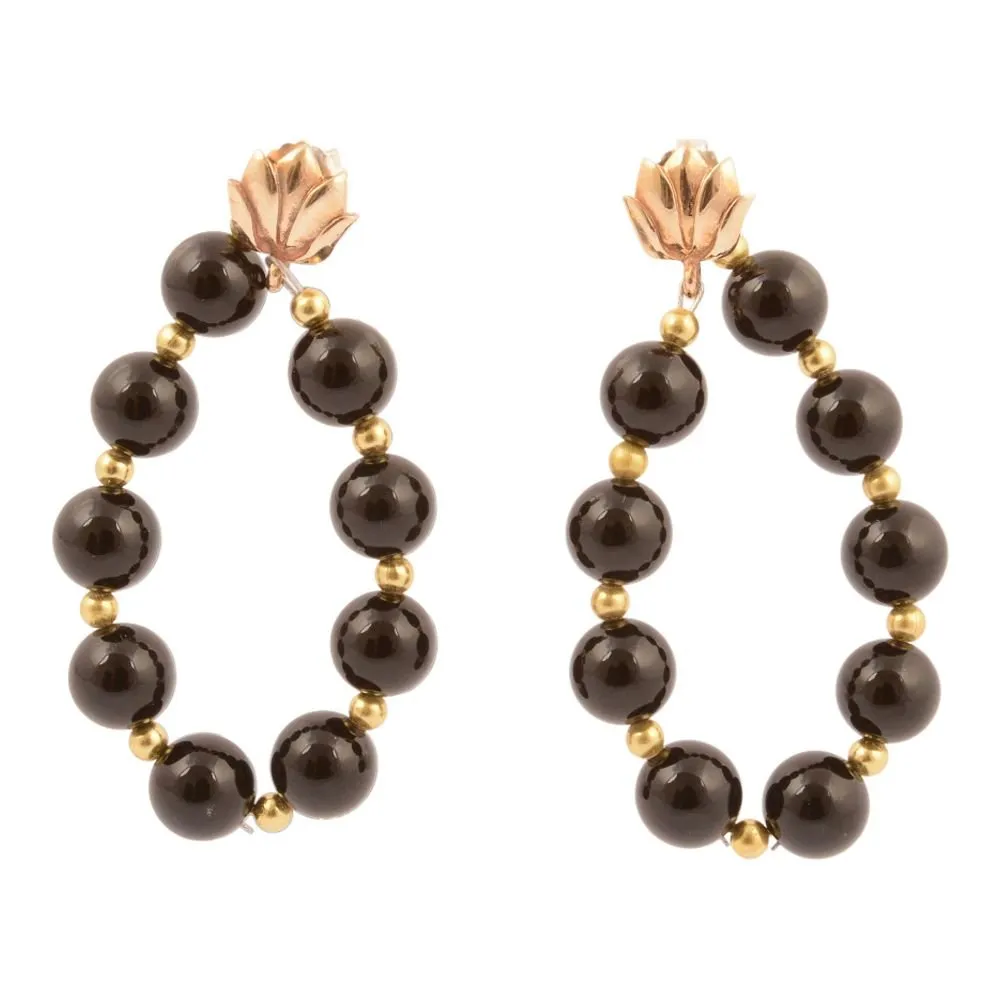 Carly Black Onyx Complete Loop Golden Post Earrings sold by Barse product image thumbnail 3
