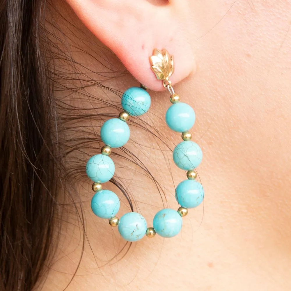 Carly Blue Magnesite Complete Loop Golden Post Earrings sold by Barse product image thumbnail 3