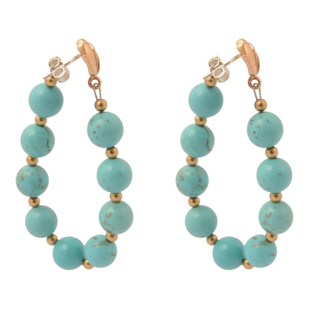 Carly Blue Magnesite Complete Loop Golden Post Earrings sold by Barse product image thumbnail 5