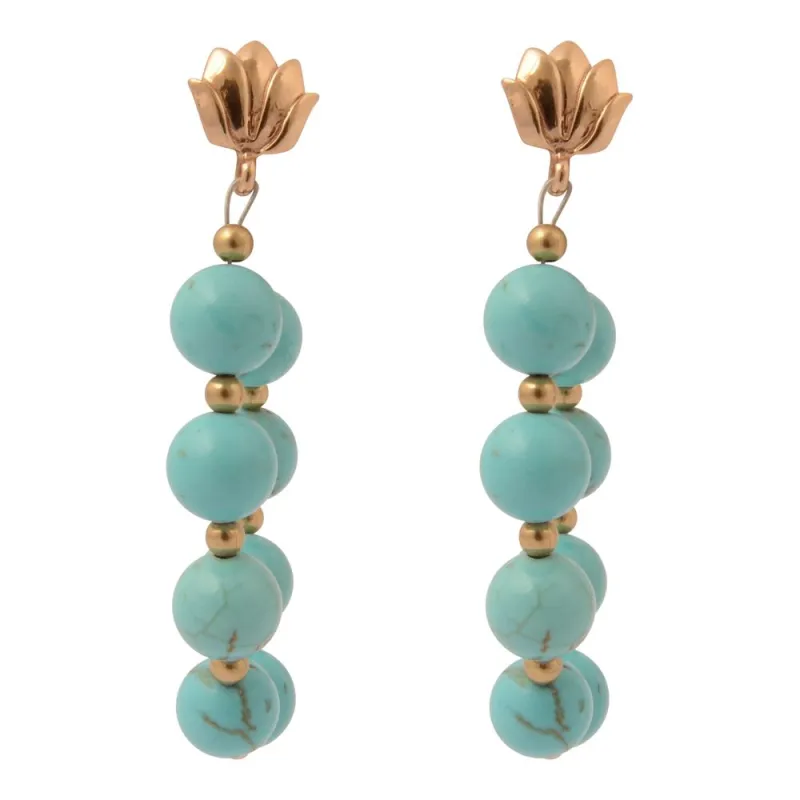 Carly Blue Magnesite Complete Loop Golden Post Earrings sold by Barse