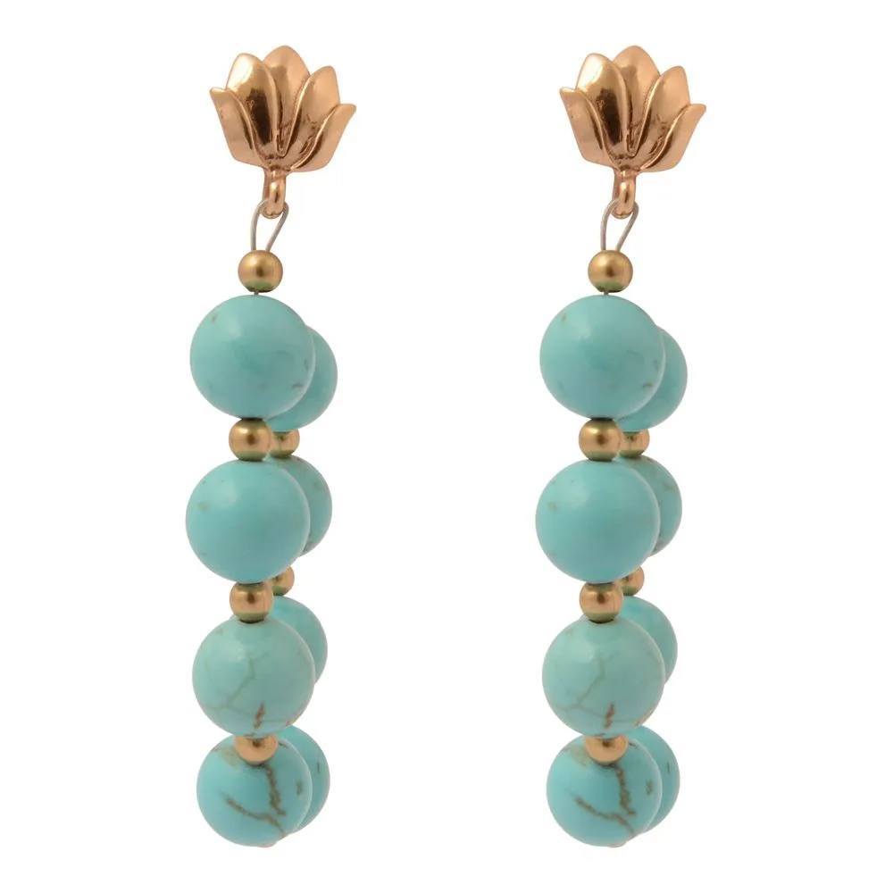 Carly Blue Magnesite Complete Loop Golden Post Earrings sold by Barse