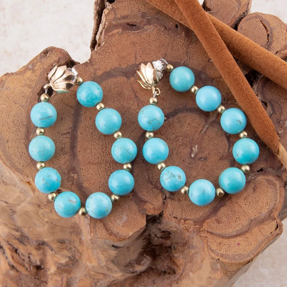 Carly Blue Magnesite Complete Loop Golden Post Earrings sold by Barse product image thumbnail 2