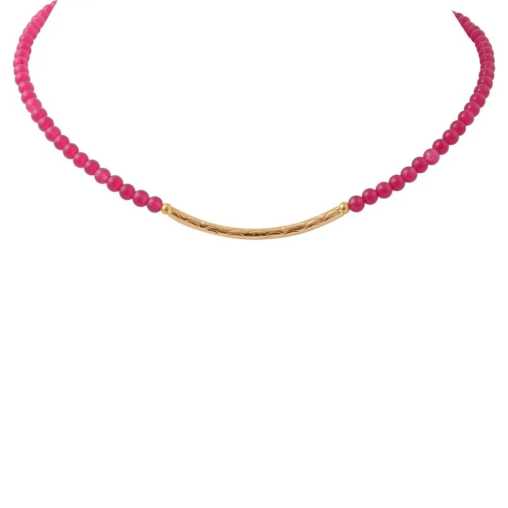 Little Bit Pink Agate Necklace sold by Barse