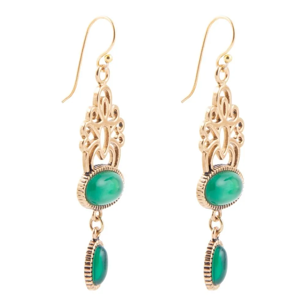Green Agate Golden Drop Earrings sold by Barse product image thumbnail 3