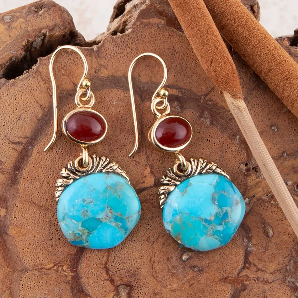 Wilder Turquoise Carnelian Golden Drop Earrings sold by Barse product image thumbnail 4