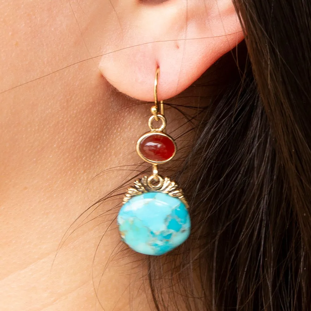 Wilder Turquoise Carnelian Golden Drop Earrings sold by Barse product image thumbnail 2
