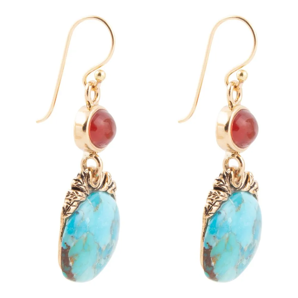 Wilder Turquoise Carnelian Golden Drop Earrings sold by Barse product image thumbnail 3