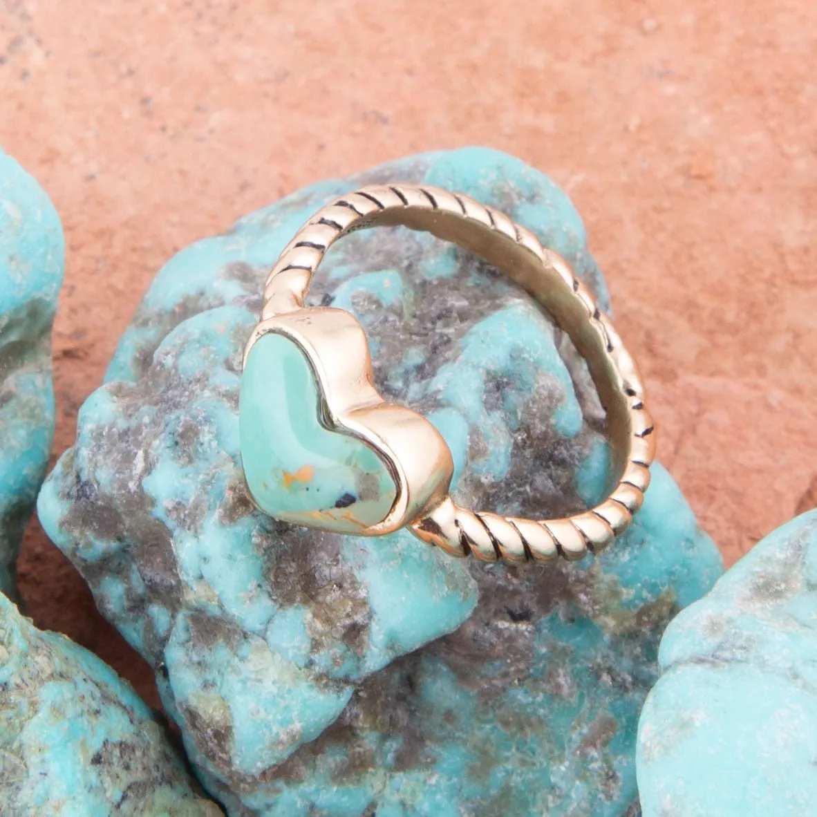 Rope My Heart Blue Turquoise and Golden Ring sold by Barse product image thumbnail 2
