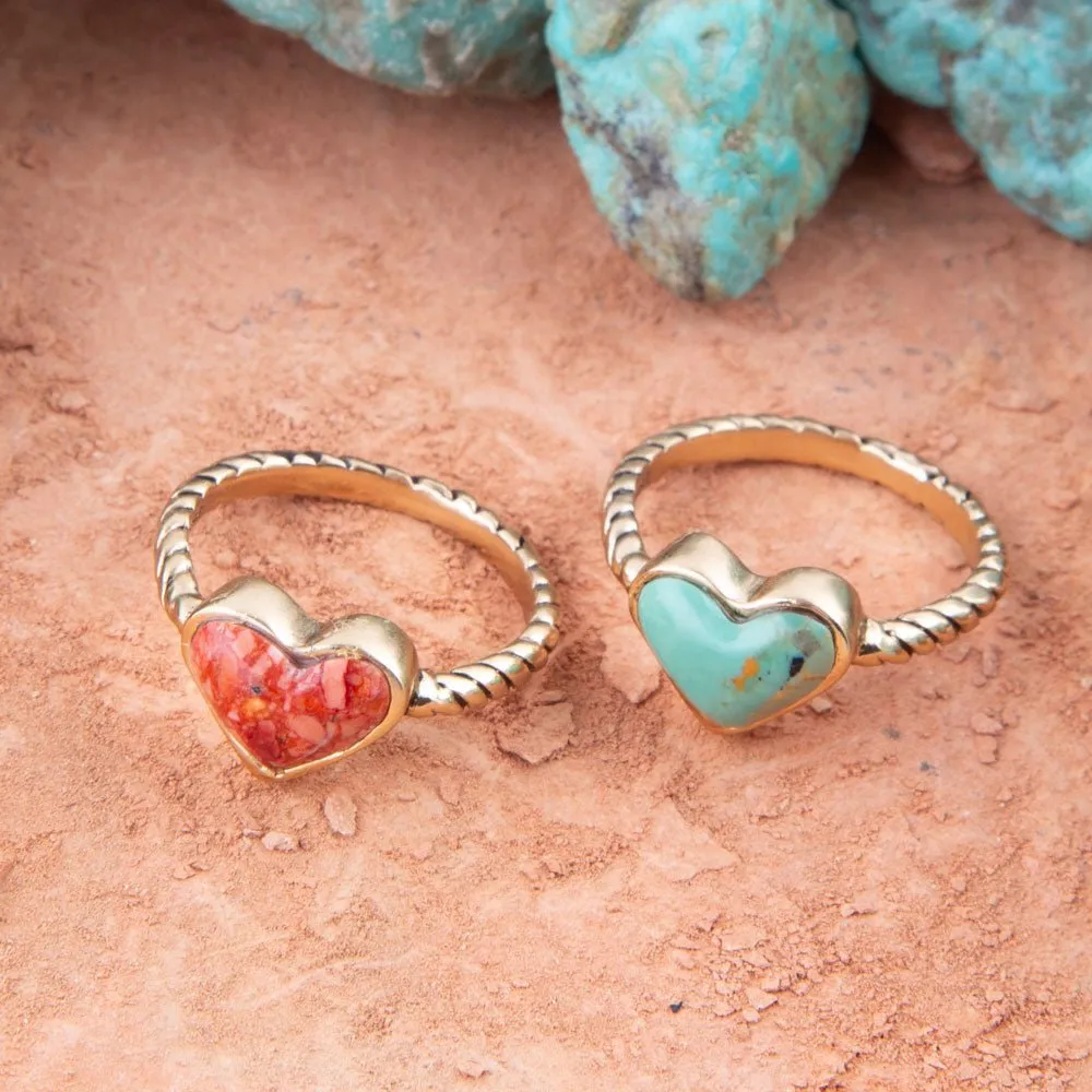 Rope My Heart Blue Turquoise and Golden Ring sold by Barse product image thumbnail 3