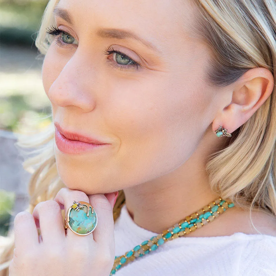 Blue Turquoise Golden Honey Bee Earrings sold by Barse product image thumbnail 2