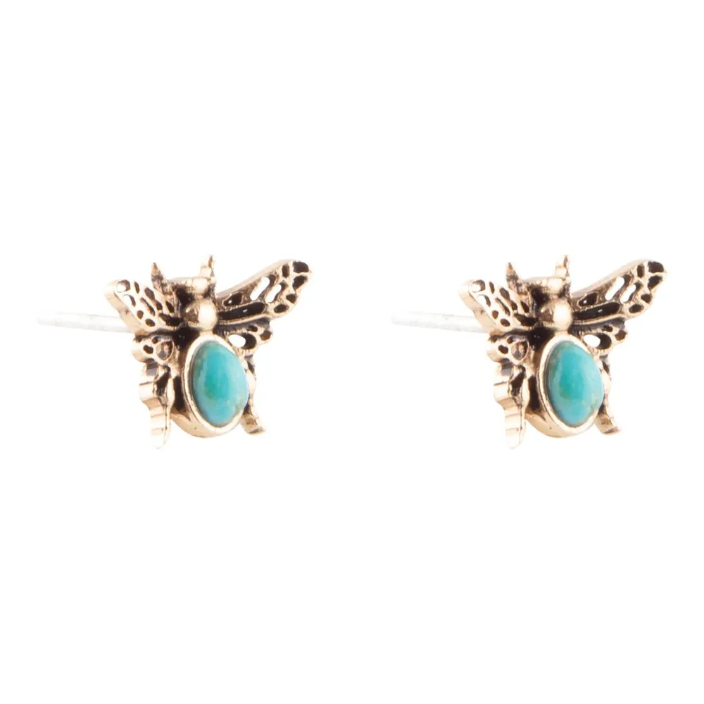 Blue Turquoise Golden Honey Bee Earrings sold by Barse product image thumbnail 4
