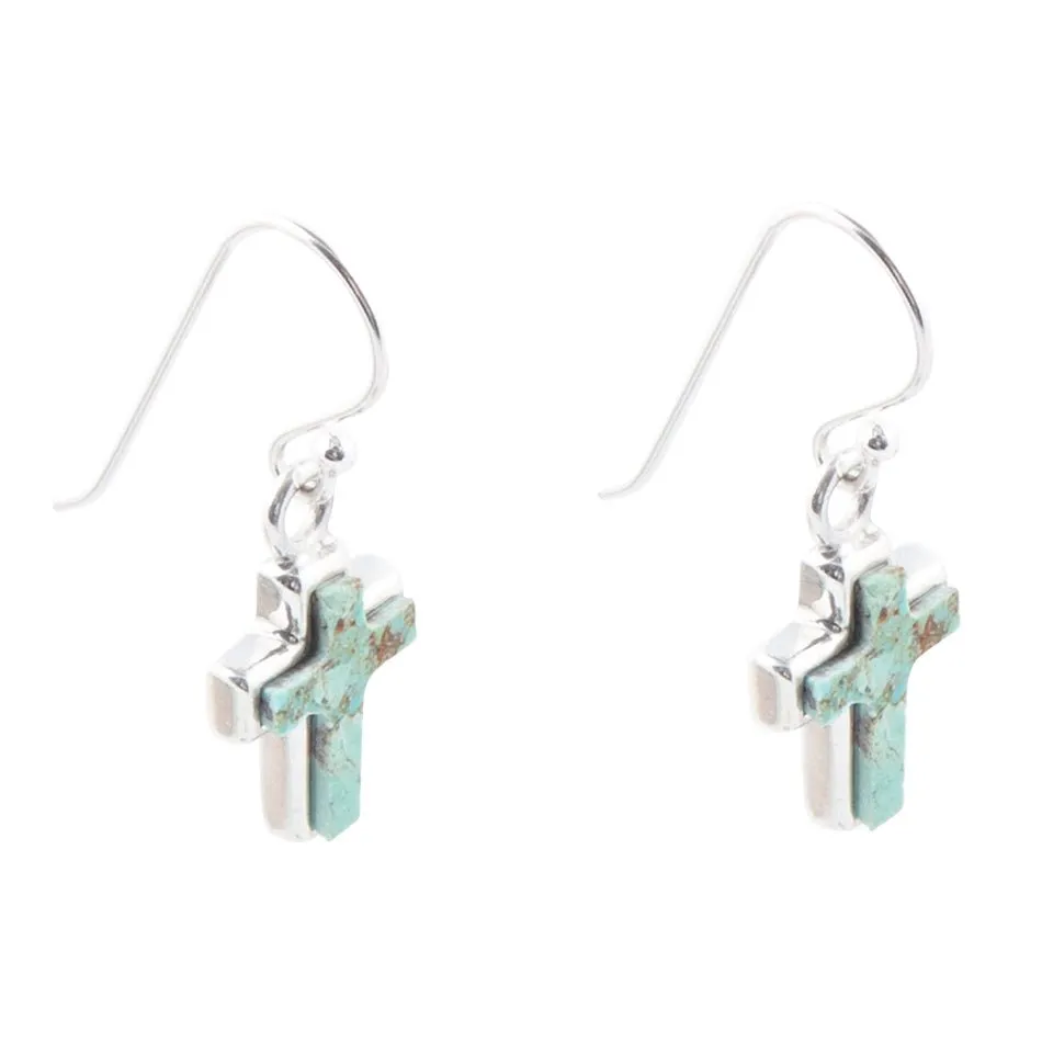 Touch of Blue Turquoise Sterling Silver Cross Earrings sold by Barse product image thumbnail 3